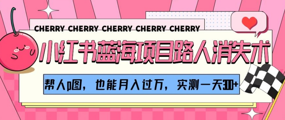 小红书蓝海项目路人消失术，帮人p图，也能月入过万，实测一天300+【揭秘】-新手副业项目