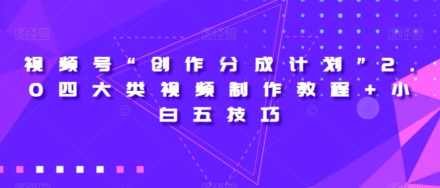 视频号“创作分成计划”2.0四大类视频制作教程+小白五技巧【揭秘】-新手副业项目
