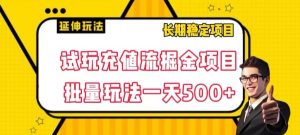 试玩充值流掘金项目，批量矩阵玩法一天500+【揭秘】-新手副业项目