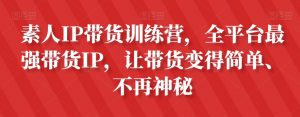 素人IP带货训练营,全平台最强带货IP,让带货变得简单、不再神秘-新手副业项目
