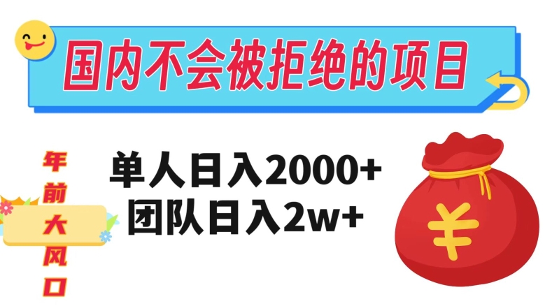 在国内不怕被拒绝的项目，单人日入2000，团队日入20000+【揭秘】-新手副业项目