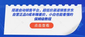 搭建自动销售平台，超低价渠道销售京东自营正品0成本赚差价，小白也能看懂的保姆级教程【揭秘】-新手副业项目