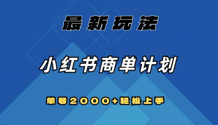 全网首发,小红书商单计划最新玩法,单号2000+可扩大可复制【揭秘】-新手副业项目