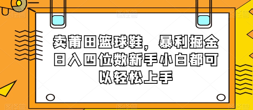 卖莆田篮球鞋，暴利掘金日入四位数新手小白都可以轻松上手【揭秘】-新手副业项目