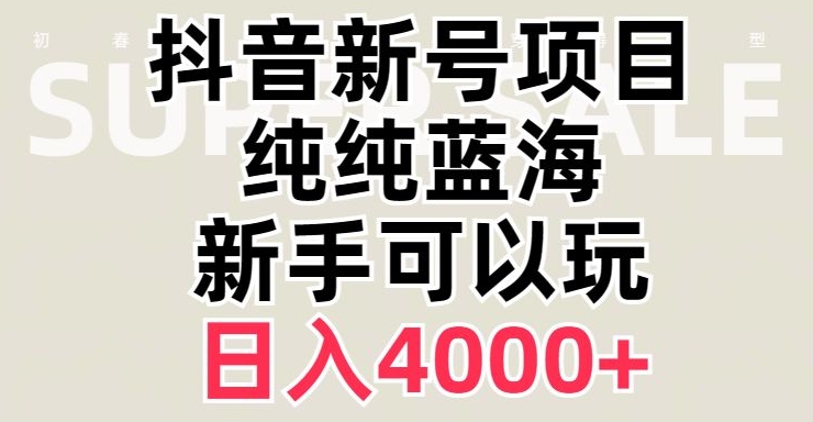 抖音蓝海赛道，必须是新账号，日入4000+【揭秘】-新手副业项目