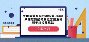 主播运营型实战训练营-第34期从底层到起号到运营型主播到千川投放思路-新手副业项目