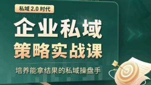 私域2.0时代：企业私域策略实战课，培养能拿结果的私域操盘手-新手副业项目