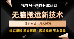 视频号无脑搬运新技术，破原创壕流量，独家方式，爆过视频，还会再爆【揭秘】-新手副业项目