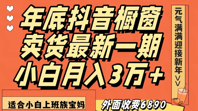 外面收费6890元年底抖音橱窗卖货最新一期，小白月入3万，适合小白上班族宝妈【揭秘】-新手副业项目