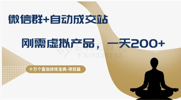 十万个富翁修炼宝典之8.微信群+自动成交站，刚需虚拟产品，一天200+-新手副业项目