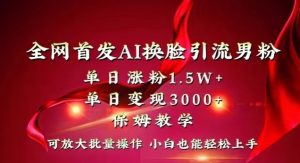 全网首发Ai换脸引流男粉，单日涨粉1.5w+，单日变现3000+，小白也能轻松上手拿结果【揭秘】-新手副业项目
