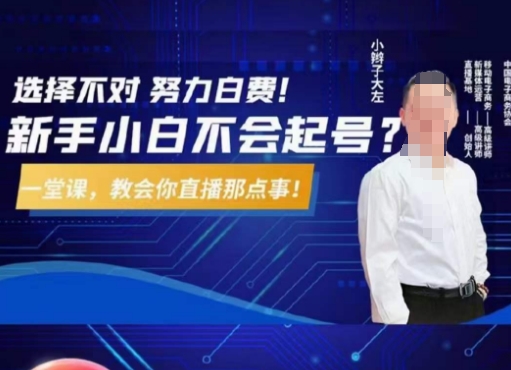 大左教您从0到1做直播带货，选择不对，努力白费，5小时课程搞定那点事，解决你起号问题-新手副业项目