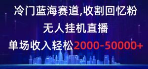 冷门蓝海赛道，收割回忆粉，无人挂机直播，单场收入轻松2000-5w+【揭秘】-新手副业项目