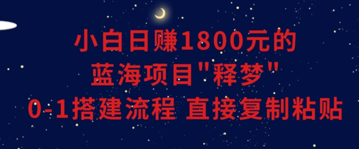 小白能日赚1800元的蓝海项目”释梦”0-1搭建流程可直接复制粘贴长期做【揭秘】-新手副业项目