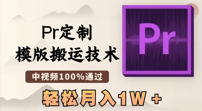 最新Pr定制模版搬运技术，中视频100%通过，几分钟一条视频，轻松月入1W＋【揭秘】-新手副业项目