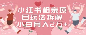 小红书相亲项目玩法拆解，有人通过这个副业项目做到了月收入2万多【揭秘】-新手副业项目