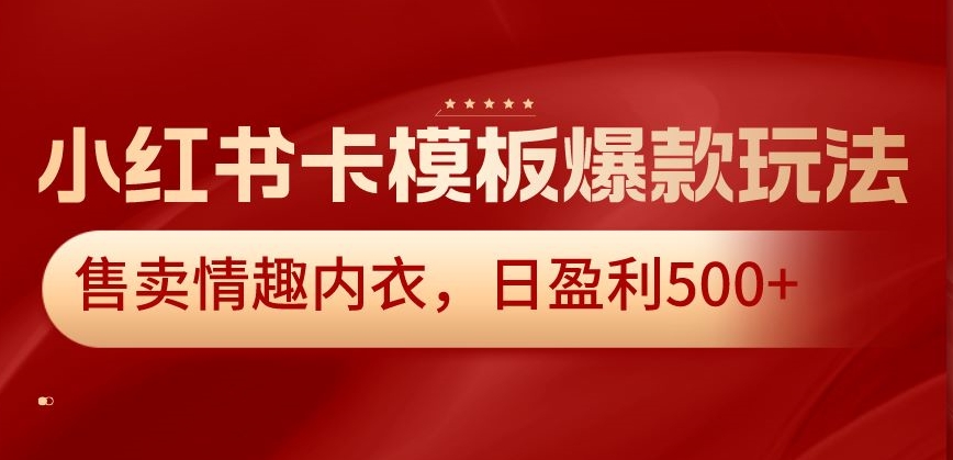 小红书卡模板爆款玩法，售卖情趣内衣，日盈利500+【揭秘】-新手副业项目