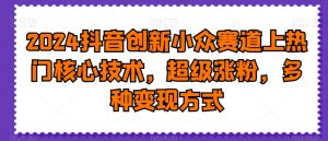 2024抖音创新小众赛道上热门核心技术，超级涨粉，多种变现方式【揭秘】-新手副业项目