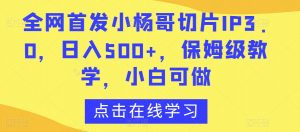 全网首发小杨哥切片IP3.0，日入500+，保姆级教学，小白可做【揭秘】-新手副业项目