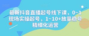 最新抖音直播起号线下课，0~1现场实操起号，1~10+放量稳号精细化运营-新手副业项目