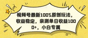 视频号最新100%原创玩法，收益稳定，亲测单日收益1000+，小白专属【揭秘】-新手副业项目