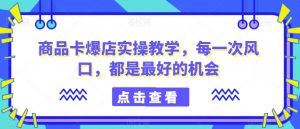商品卡爆店实操教学，每一次风口，都是最好的机会-新手副业项目