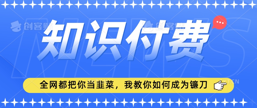 2024最新知识付费项目，小白也能轻松入局，全网都在教你做项目，我教你做镰刀【揭秘】-新手副业项目