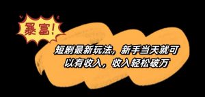 短剧最新玩法,新手当天就可以有收入,收入轻松破万【揭秘】-新手副业项目