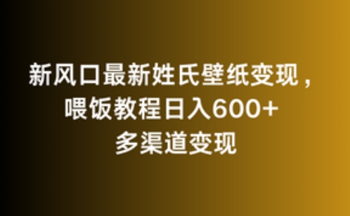 新风口最新姓氏壁纸变现,喂饭教程日入600+【揭秘】-新手副业项目