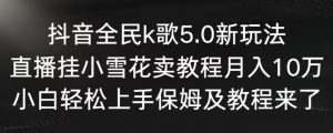 抖音全民k歌5.0新玩法，直播挂小雪花卖教程月入10万，小白轻松上手，保姆及教程来了【揭秘】-新手副业项目