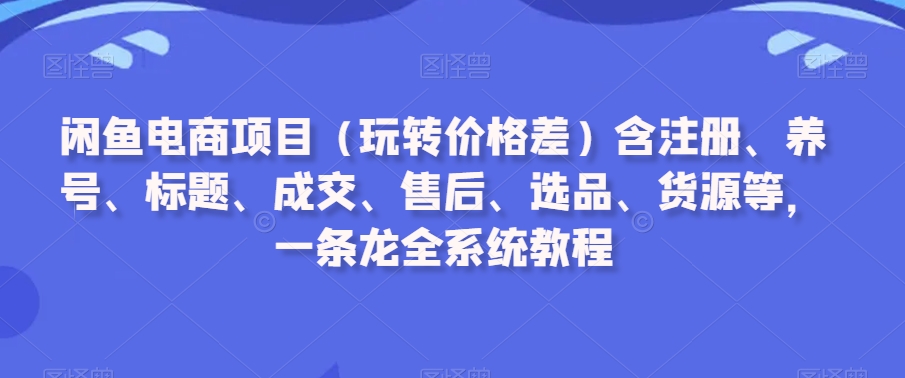 闲鱼电商项目(玩转价格差)含注册、养号、标题、成交、售后、选品、货源等,一条龙全系统教程-新手副业项目