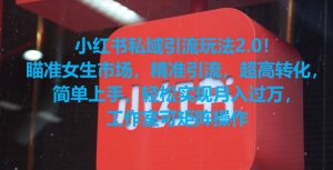 小红书私域引流玩法2.0！瞄准女生市场，精准引流，超高转化，简单上手【揭秘】-新手副业项目