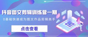 抖音图文剪辑训练营一期，0基础快速成为图文作品剪辑高手-新手副业项目