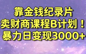 财经纪录片联合财商课程的变现策略，暴力日变现3000+，喂饭级别教学【揭秘】-新手副业项目