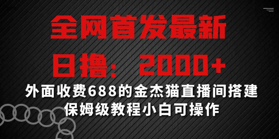 全网首发最新，日撸2000+，外面收费688的金杰猫直播间搭建，保姆级教程小白可操作【揭秘】-新手副业项目
