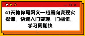 41天教你写网文—短篇向变现实操课，快速入门变现，门槛低，学习周期快-新手副业项目