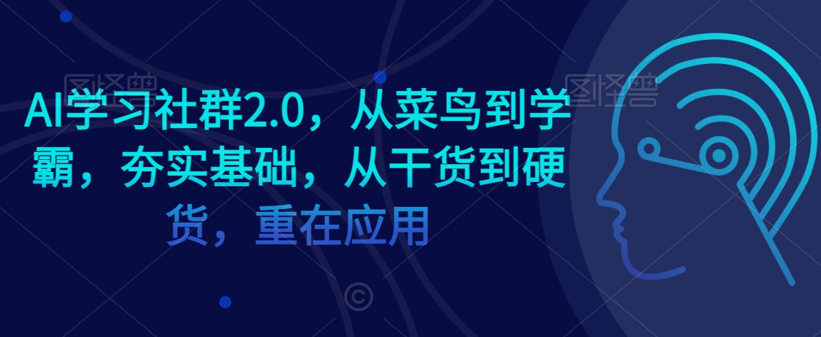 AI学习社群2.0，从菜鸟到学霸，夯实基础，从干货到硬货，重在应用-新手副业项目