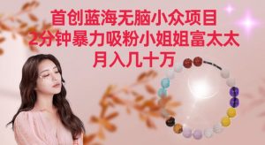 首创蓝海无脑小众项目，2分钟暴力吸粉小姐姐富太太，月入几十万【揭秘】-新手副业项目