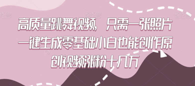 高质量跳舞视频，只需一张照片一键生成零基础小白也能创作原创视频涨粉十几万【揭秘】-新手副业项目