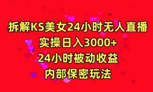 利用快手24小时无人美女直播，实操日入3000，24小时被动收益，内部保密玩法【揭秘】-新手副业项目