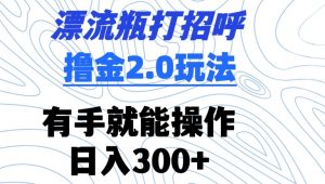 漂流瓶打招呼撸金2.0玩法，有手就能做，日入300+【揭秘】-新手副业项目