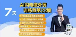 AI闪电做外贸训练营第22期:Al快速选品+小白1小时完成独立站搭建+10分钟获取200个客户等-新手副业项目