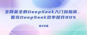 全网最全的DeepSeek入门到指南,看完DeepSeek效率提升80%(建议收藏)-新手副业项目
