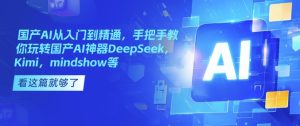 国产AI从入门到精通,手把手教你玩转国产AI神器DeepSeek,Kimi,mindshow等-新手副业项目