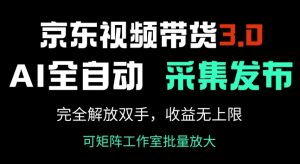 京东视频带货3.0，Ai全自动采集+自动发布，完全解放双手，收入无上限-新手副业项目