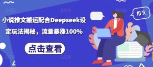 小说推文搬运配合Deepseek设定玩法揭秘,流量暴涨100%-新手副业项目