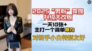 2025男粉变现全新玩法升级,日入上千简简单单,小白可轻松上手-新手副业项目