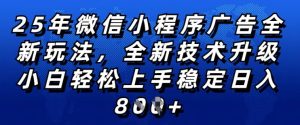 2025年微信小程序全新玩法纯小白易上手,稳定日入多张,技术全新升级,全网首发【揭秘】-新手副业项目