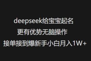 deepseek给宝宝起名更有优势无脑操作接单接到爆新手小白月入1W+-新手副业项目
