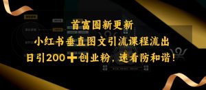 小红书垂直图文引流课程流出，日引200+创业粉，速看防和谐-新手副业项目